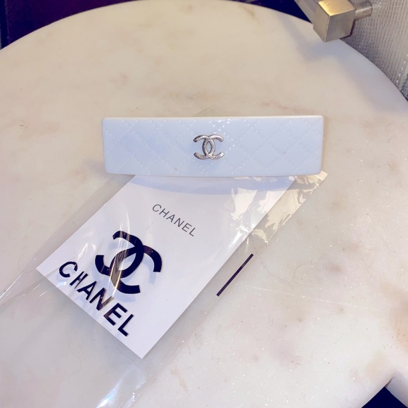 Chanel CC white Vintage Hair Barrette Clip